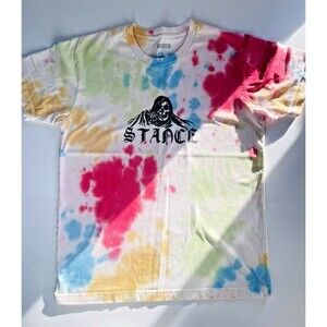 STANCE The Crew T Shirt Size M Grim Reaper Tie Dye Crew Graphic Tee White
